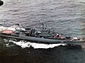 Soviet KGB Border Troops Krivak III-class frigate Imeni 70-Letiya Pogranichnykh Voisk (renamed Anadyr in Russian Coast Guard service) in 1988. KGB ensign is risen