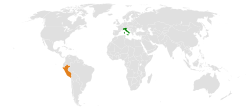Map indicating locations of Italy and Peru