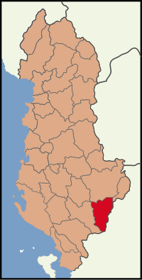 科隆耶區在阿爾巴尼亞的位置