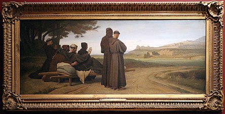 Saint François d'Assise, transporté mourant à Sainte-Marie-des-Anges, bénit la ville d'Assise (1853). Paris, musée d'Orsay.