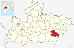 Location of Mandla district in Madhya Pradesh