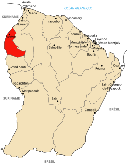 Localização de Apatou na Guiana Francesa