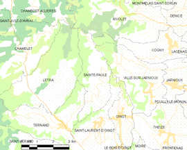 Mapa obce Sainte-Paule