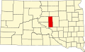 Harta statului South Dakota indicând comitatul Hyde