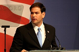 Rubio speaking at CPAC in February 2010.