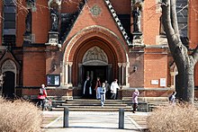 Sculpture around the entrance to a Gothic Revival Lutheran church in Bautzen, Saxony. Maria and martha church bautzen 102.JPG