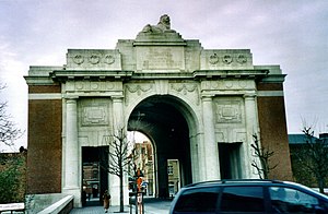 The Menin Gate Memorial, in Ypres, Belgium.