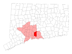 Location in New Haven County, Connecticut