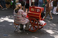 Mujer a cargo de un organillo, en el Rastro de Madrid (2009).