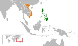 Mappa che indica l'ubicazione di Filippine e Vietnam