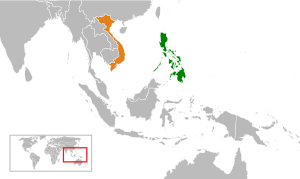 Mapa indicando localização das Filipinas e do Vietnã.