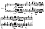 A chordal musical theme notated on two staves.