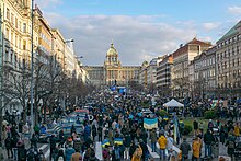 Support demonstration in Prague, 27 February 2022 Protest 'Stojime za ukrajinou 2'.jpg