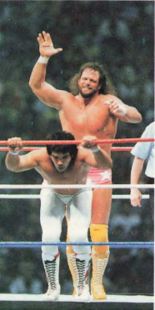 Savage and Steamboat during their match Randy Savage and Ricky Steamboat at WrestleMania III, 1987.png