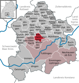 Läget för Rietheim-Weilheim i Landkreis Tuttlingen