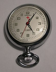 This pocket watch made for the medical community has Latin instructions for measuring a patient's pulse rate on its dial: enumeras ad XX pulsus, "count to 20 beats". Sjukhusfickur (gabbe).jpg