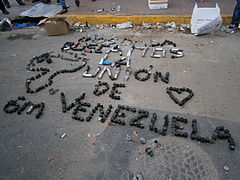Message made of tear gas canisters.