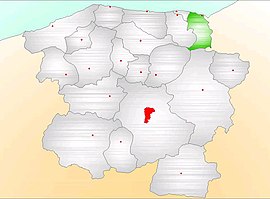 Map showing Çatalzeytin District (green) in Kastamonu Province