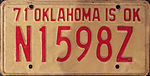 Номерной знак Оклахомы 1971 года.JPG