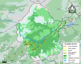 Carte en couleurs présentant l'occupation des sols.