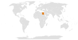 Map indicating locations of Albania and Egypt