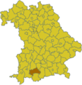 Lage des Landkreises Weilheim-Schongau in Bayern