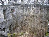 Teilansicht des Hauptgebäudes, Blick nach Nordwesten zum Torturm