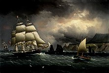 The Clipper Ship Flying Cloud off the Needles, Isle of Wight, off the southern English coast. Painting by James E. Buttersworth Buttersworth - flying cloud.jpg