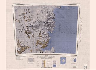 Topografisches Kartenblatt mit den Brown Hills (Mitte unten)