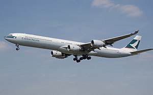 Airbus A340-600 wide-body airliner of Cathay P...