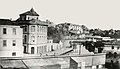 Vista a partir das Pontes (atual Praça Gen. Humberto Delgado), em 1890. À direita, é visível o moínho de marés que foi convertido na Capitania do Porto de Aveiro.