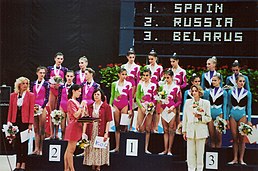 El conjunto español con su segundo título mundial en 3 pelotas y 2 cintas en Budapest.