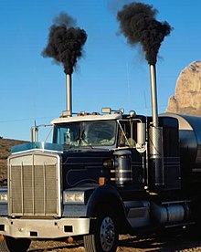 Air pollution from motor vehicles is an example of a negative externality. The costs of the air pollution for the rest of society is not compensated for by either the producers or users of motorized transport. Diesel-smoke.jpg