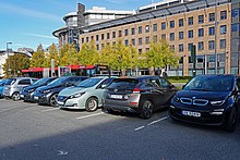 A dedicated electric car free charging and parking lot in Oslo EV parking lot Oslo 10 2018 3766.jpg