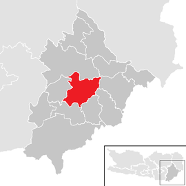 Poloha obce Eberndorf v okrese Völkermarkt (klikacia mapa)