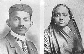 Gandhi và vợ Kasturba (1902)