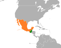 Map indicating locations of Guatemala and Mexico