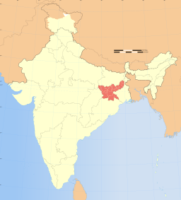 Karta över Indien med Jharkhand markerat.