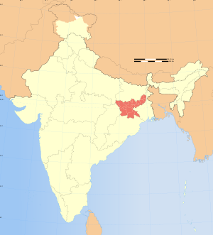 Map of India showing location of Jharkhand