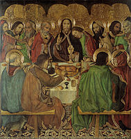 Poslední večeře, tempera na dřevě, 162 cm x 170 cm, Museo de Arte Cataluňa, Barcelona
