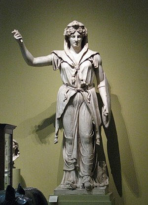 Roman statue Juno Sospita. Plaster cast in pus...