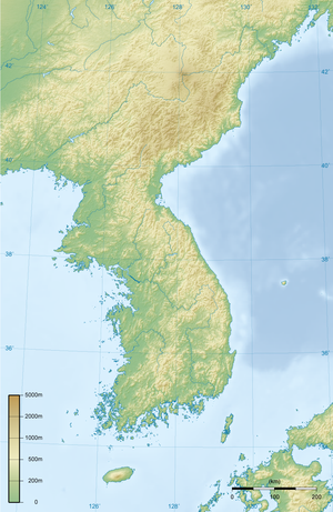 English: Topographic map of Korean Peninsula. ...