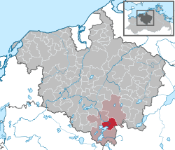 Elhelyezkedése Mecklenburg-Elő-Pomeránia térképén