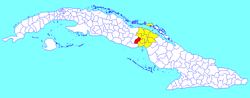 Majagua municipality (red) within Ciego de Ávila Province (yellow) and Cuba