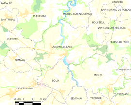 Mapa obce Jugon-les-Lacs