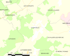 Carte de la commune de La Saucelle.