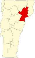 カレドニア郡の位置を示したバーモント州の地図