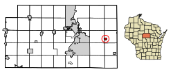 Location of Hatley in Marathon County, Wisconsin.
