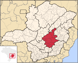 Ligging van de Braziliaanse mesoregio Metropolitana de Belo Horizonte in Minas Gerais