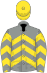 Grey and yellow chevrons, yellow cap